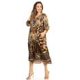thumbnail image 3 of Sakkas Sole Women's Casual Boho Floral Print V neck Swing Long Sleeve Dress Midi - 582-Black - S/M, 3 of 5