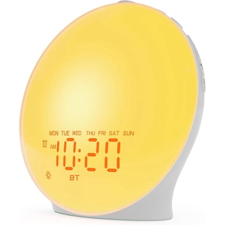 Sunrise Alarm Clock White Noise Sound Machine with 22 Soothing Sounds, 17 NightLights, Bluetooth Speaker, Wake Up Light Alarm Clock for Bedrooms, Heavy Sleepers, Ideal Gift for Baby, Kids Seniors