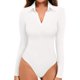 thumbnail image 2 of Xishao playera polo con cuello en V para mujer, manga larga, leotardo casual con cuello en V Xishao ropa, 2 of 2