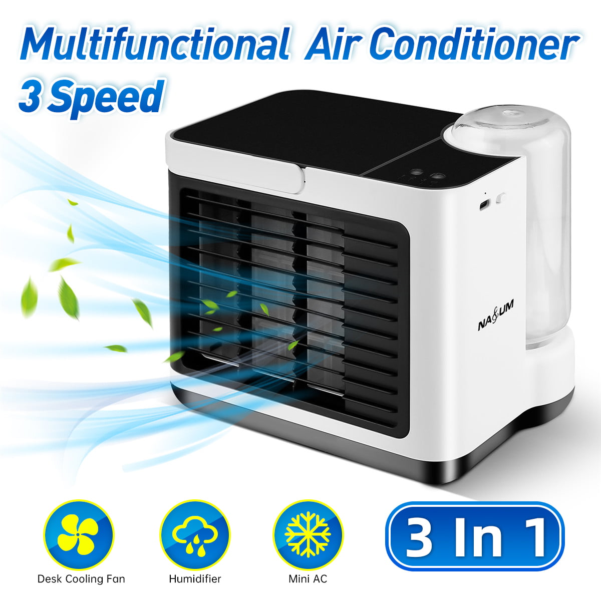 Portable Air Conditioner,Air Conditioners with Humidifier USB Air Cooler Adjustable Personal Cooling Fan Small Evaporative Coolers Purifier for Home Office Bedroom Outdoor 