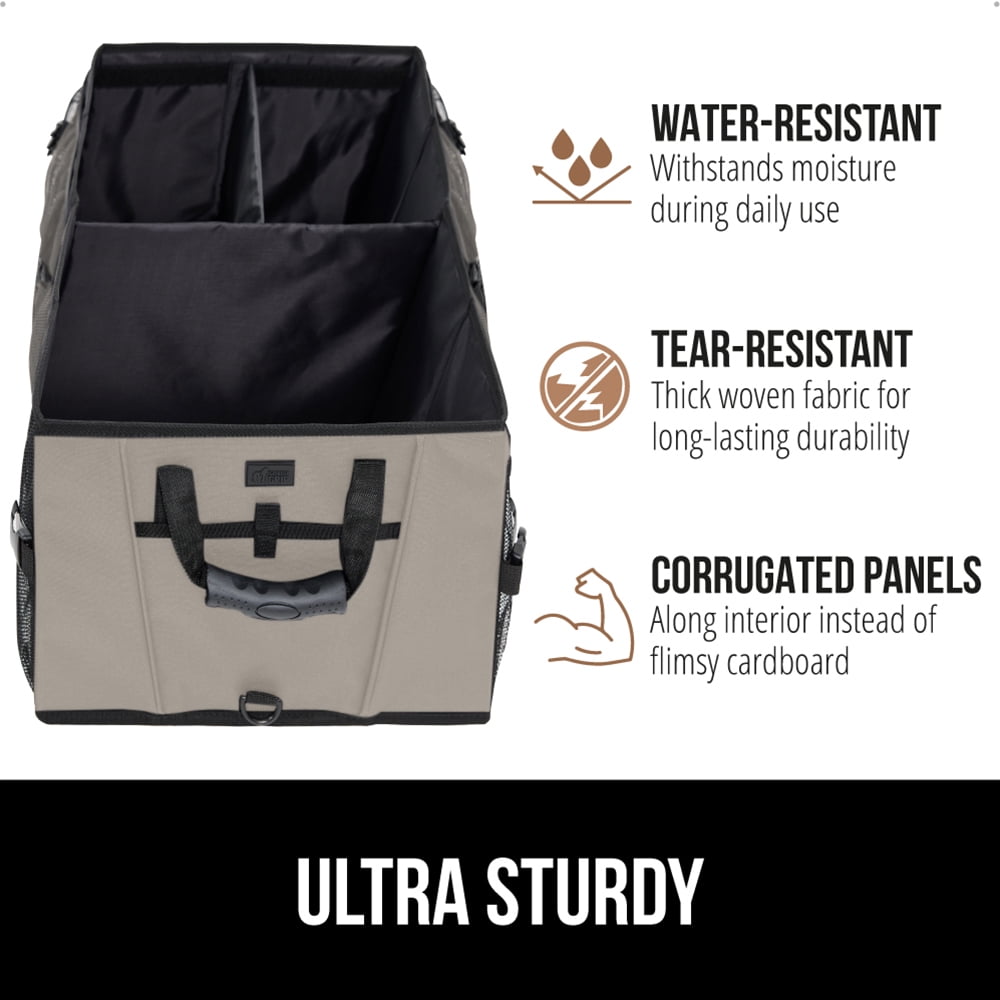 GORILLA GRIP Trunk Storage Organizer, Collapsible Container for Car Sedan or SUV, Beige