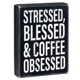 thumbnail image 3 of Stressed, Blessed & Coffee Obsessed Box Sign | Home Office Wooden Black Decor | 6" x 8", 3 of 3