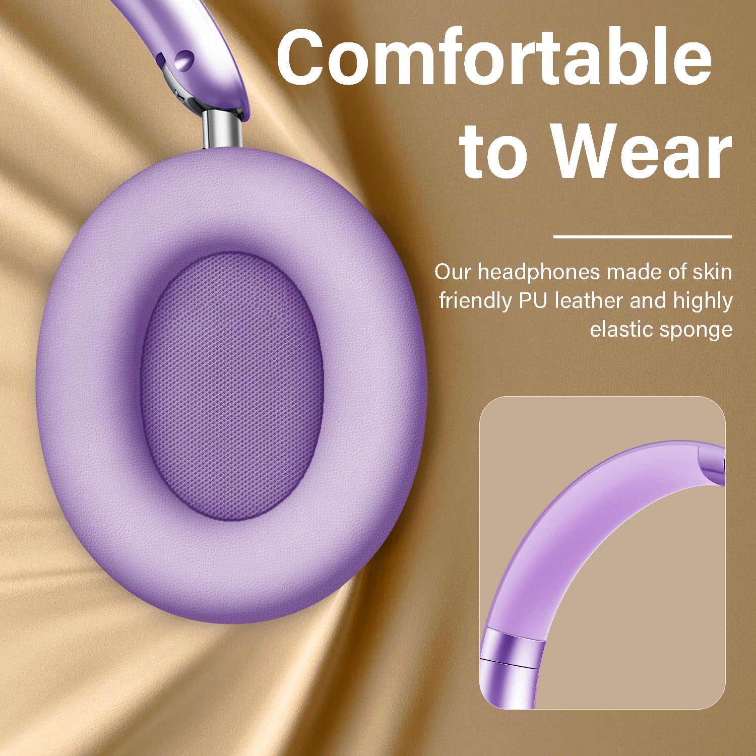 Mahipey Y05 Bluetooth Headphones Wireless Over Ear with Microphone,48 Hours Playtime,High Sound Quality,Foldable Soft Earpads Earphones for Travel/Commute/Workouts Purple