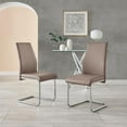 thumbnail image 2 of Furniturebox UK Lorenzo Modern Adult Faux Leather Dining Side Chairs, Cappuccino Beige (Set of 2), 2 of 6