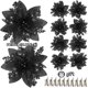 thumbnail image 3 of 10/5/1 piezas 14,5 cm flores artificiales de Navidad con purpurina decoración del árbol de Navidad adornos de Feliz Año Nuevo flores falsas de Navidad natal, 3 of 5