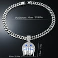 thumbnail image 3 of 1Pcs Ice Face Emoji Pendant Covered in Diamonds Hanging from a Luxurious Silver Cuban Link Chain, 3 of 5