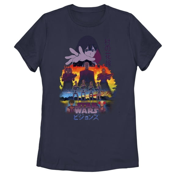 Women's Star Wars: Visions The Village Bride Graphic Tee Navy Blue Large