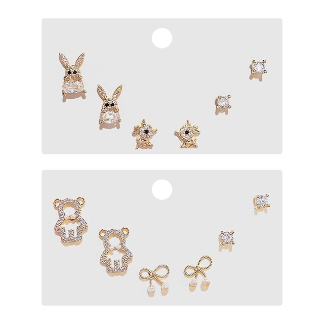 Juego de tres pares de pendientes sencillos con forma de aguja de plata Laklulu, pendientes pequeños y delicados para mujer