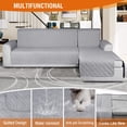 thumbnail image 4 of SHANNA Sectional Couch Covers 100% Waterproof L Shaped Sofa Slipcover, 3pcs Reversible Chaise Lounge Cover for Sectional Couch Furniture Protector for Pets Dog Cat, Light Gray, Medium, 4 of 13