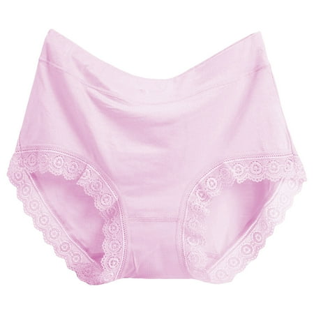 Icvfdpl Womens Underwear Solid Plus Size Mid High Waist Elderly Mother Soft Breathable Panties For Women Pink L