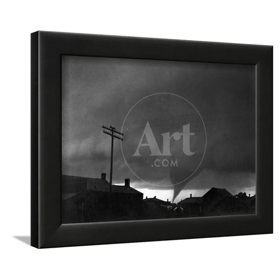 Tornado Moving Past Houses, Animals Scenic Framed Art Print Wall Art Sold by Art.Com