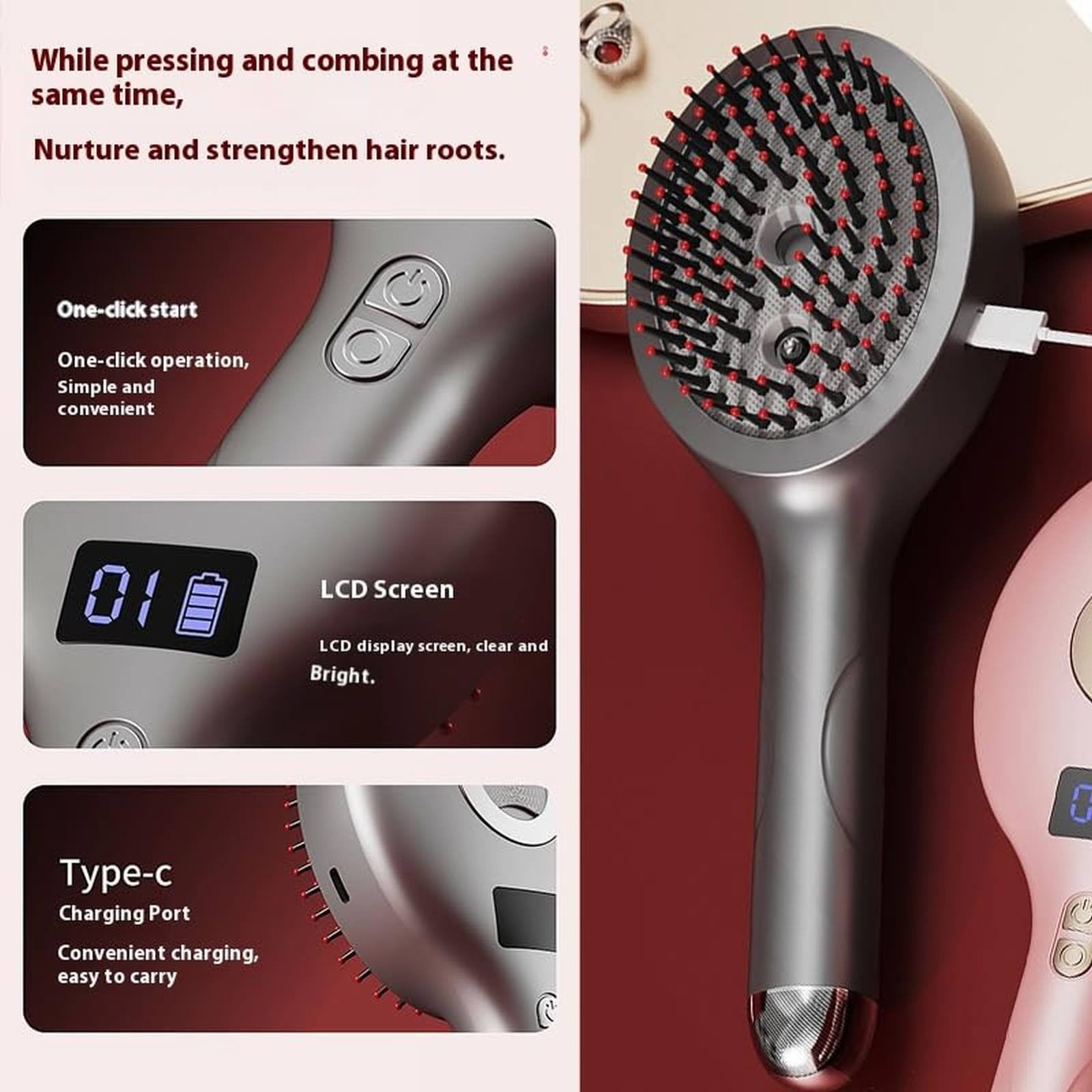 2-In-1 Hair Styling Brush & Spray - Soft Glide Detangling Wet & Dry Hair Brush, Frizz-Free Smooth Finish, Portable Travel Hair Tool, Pink, Perfect For Salon, Home, & Holiday Gifts