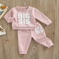 thumbnail image 3 of Sisters Matching 2Pcs Outfits  Letter Pattern Patchwork Long Sleeve  Neck Tops + Elastic Waist Loose Fit Trousers, 3 of 7