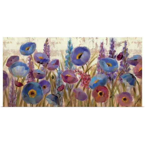 Great BIG Canvas | Rolled Silvia Vassileva Poster Print entitled Lupines and Poppies