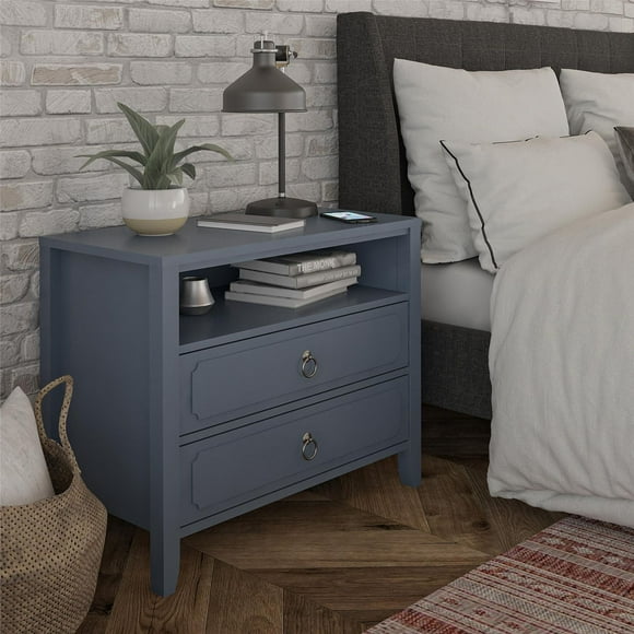 Novogratz Her Majesty 2 Drawer Nightstand, Black