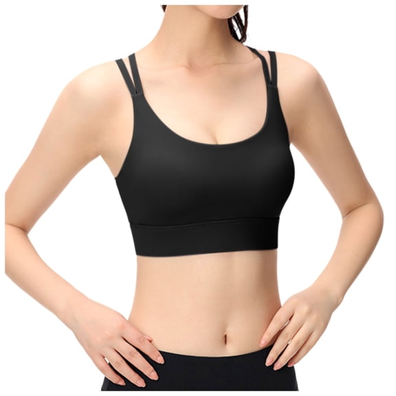 HOWPAY Push up Bras for Women No Underwire Criss Cross Back Wireless Full Coverage Stretch Supportive Sports Bralettes Comfortable Soft Underwear Black L
