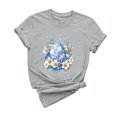 thumbnail image 2 of UPPADA Easter Femmes Oeufs Imprimé T-Shirts Heureux Easter Graphique Bunny Lapin Mignon T-Shirts Manches Courtes Décontracté Col Rond T-Shirts Été Basique Coupe Régulière Chandails Gris,TG, 2 of 5
