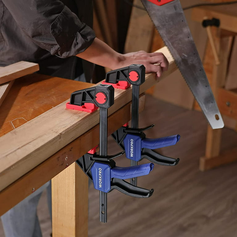 WORKPRO 6 Bar Clamps for Woodworking, Medium Duty 300lbs One