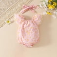 thumbnail image 2 of Edvintorg Infant Girl Clothes Set Summer Baby Girl Cute Flower Print Mesh Fly Sleeve Romper + Bow Headband 2 Piece Set 0-18 Months Newborn Girl Outfits, 2 of 7