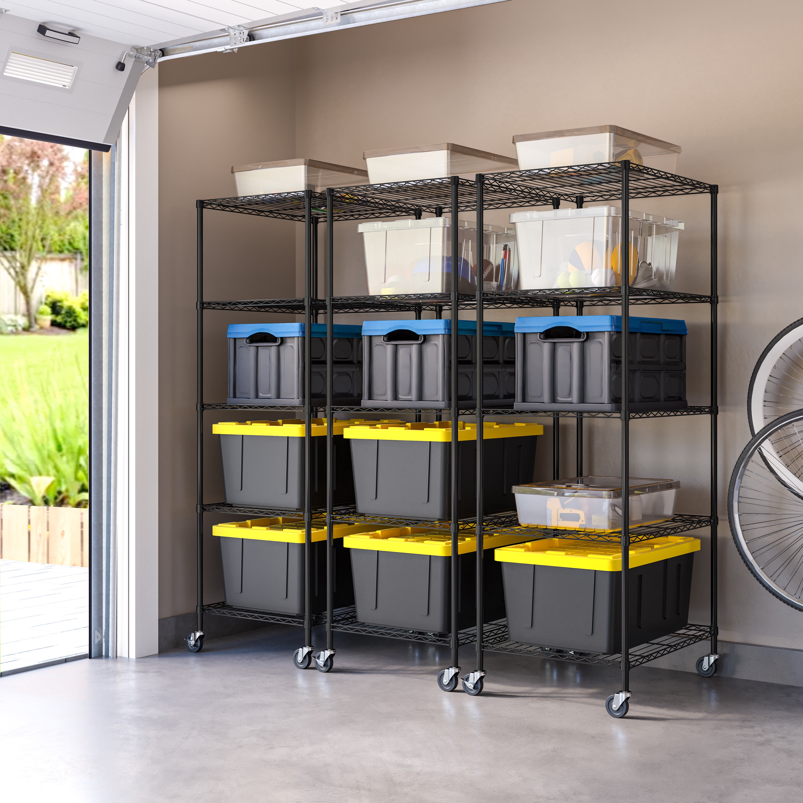 Seville Classics UltraDurable Heavy Duty NSF Solid Steel Wire Rack Storage Unit, Graphite, 5-Tier Tote Shelving, 25" W x 33" D