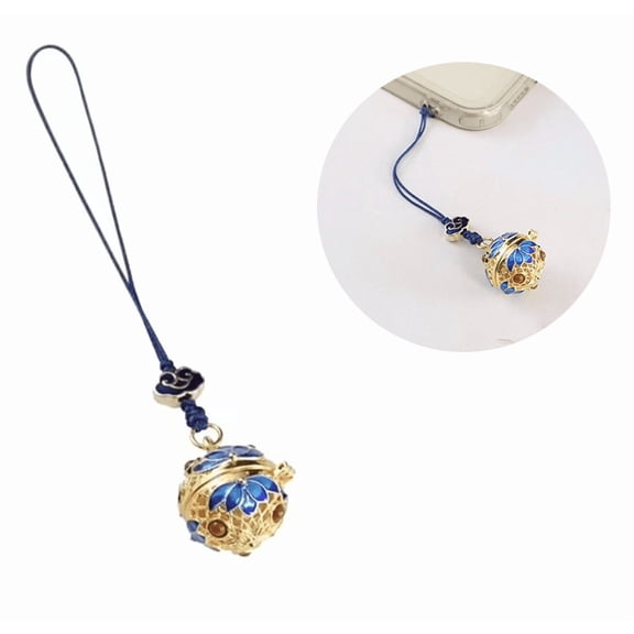 Sachet Ball Pendant Cloisonné Chinese Style Phone Charm | Openable Palace Bell Hanging Decoration | Personality Pendant for Car Key Chain(blue)
