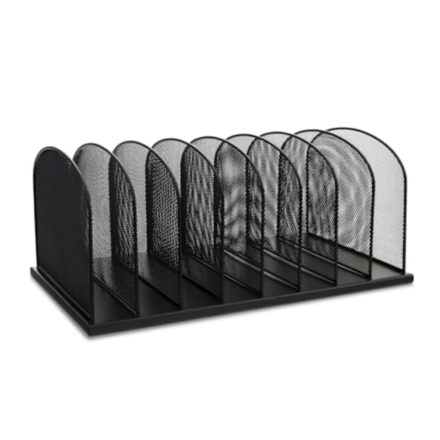 Organizador de escritorio Safco Onyx con 8 compartimentos verticales de malla de acero