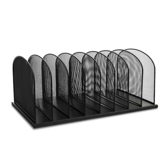 Organizador de escritorio Safco Onyx con 8 compartimentos verticales de malla de acero