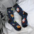 thumbnail image 5 of Gukieu Spaceships and Stars Print Contrast Color Mid-calf Socks, Sweat-wicking Athletic Socks, Unisex Clothing Accessories, 5 of 6