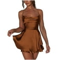 thumbnail image 1 of AherBiu Satin Dress for Women Sleeveless Crossover Strap Hollow Back Ruffle Layered Party Mini Dress, 1 of 7