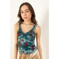 thumbnail image 2 of Ragstock Teal Floral Ruffle Mesh Tank, 2 of 4