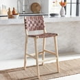 thumbnail image 2 of SAFAVIEH Adah Modern Leather Bar Stool, Cognac/Nautral (22.2 in. W x 22 in. D x 43 in. H), 2 of 7