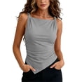 thumbnail image 2 of Aezemi Women Ruched Cami Tank Tops, Slim Fit Sleeveless Twist Straps Asymmetrical Camisoles, Going out Summer Fashion Wear, 2 of 7