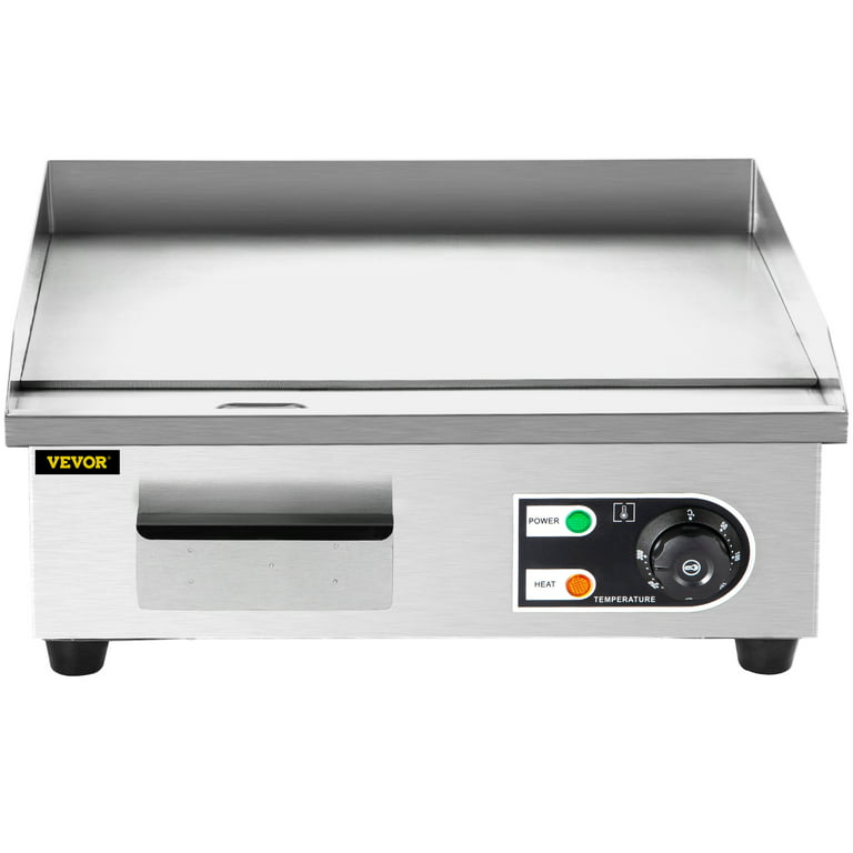 VEVOR 21.3 in. Commercial Electric Griddle 1600-Watt 122°F-572°F Stainless  Steel Half Grooved Teppanyaki Grill for Kitchen DBLYCBP22110V40WSV1 - The  Home Depot