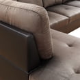 thumbnail image 6 of Hommoo Flannel & PVC L-Shaped Sectional Couch and Sofa Set, Modern Living Room Furniture Set, Left Side, Dark Brown, 6 of 9