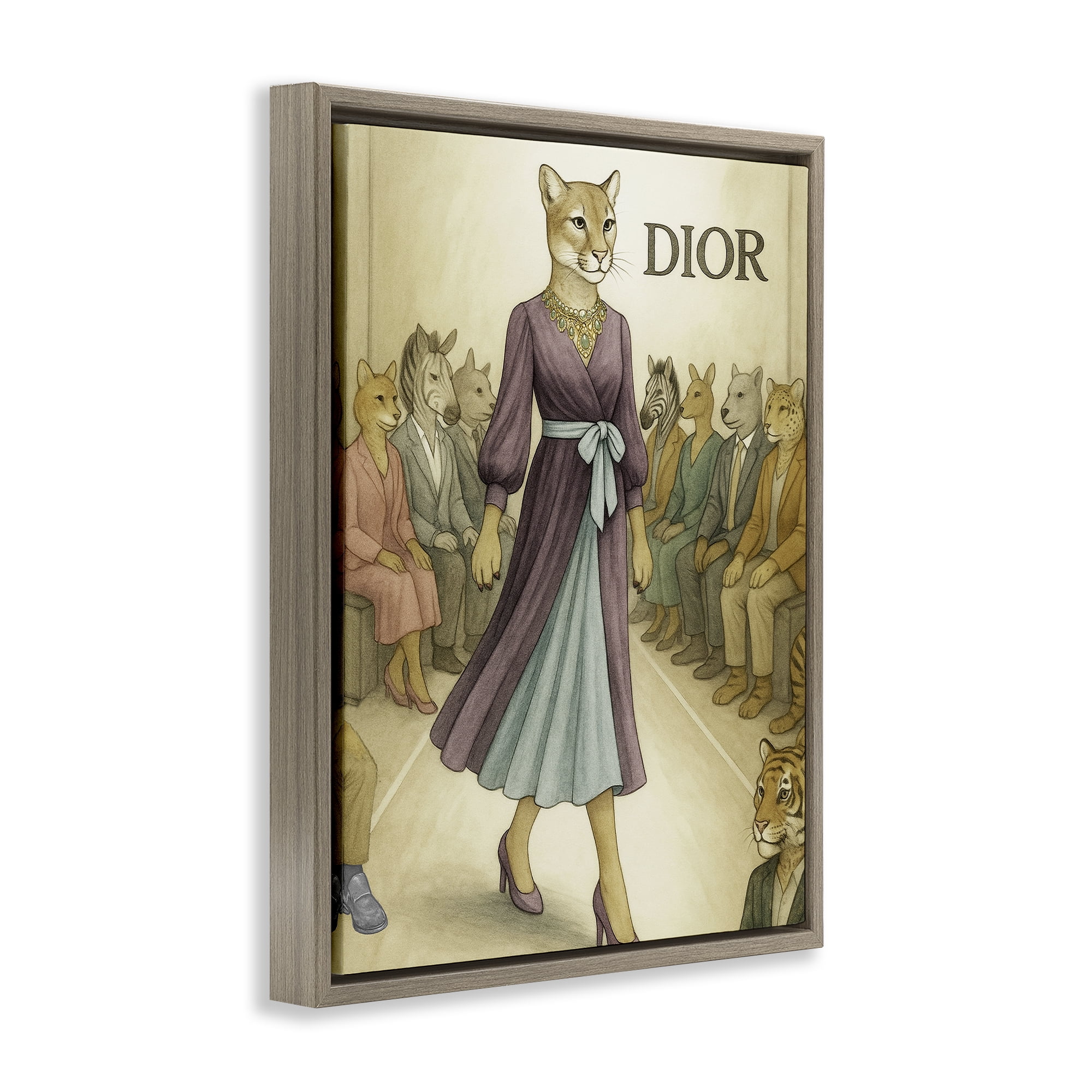 Stupell Industries Fashion Runway Cougar Brown Framed Floater Canvas Wall Art, design by Grotto Studios
