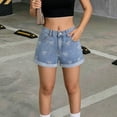thumbnail image 5 of Yourumao Girls' Jean Shorts Embroidered Bow Elastic Waist Denim Shorts Rolled Hem Cute Summer Pants Casual Going Out Shorts with Pockets 8-14Y, 5 of 9