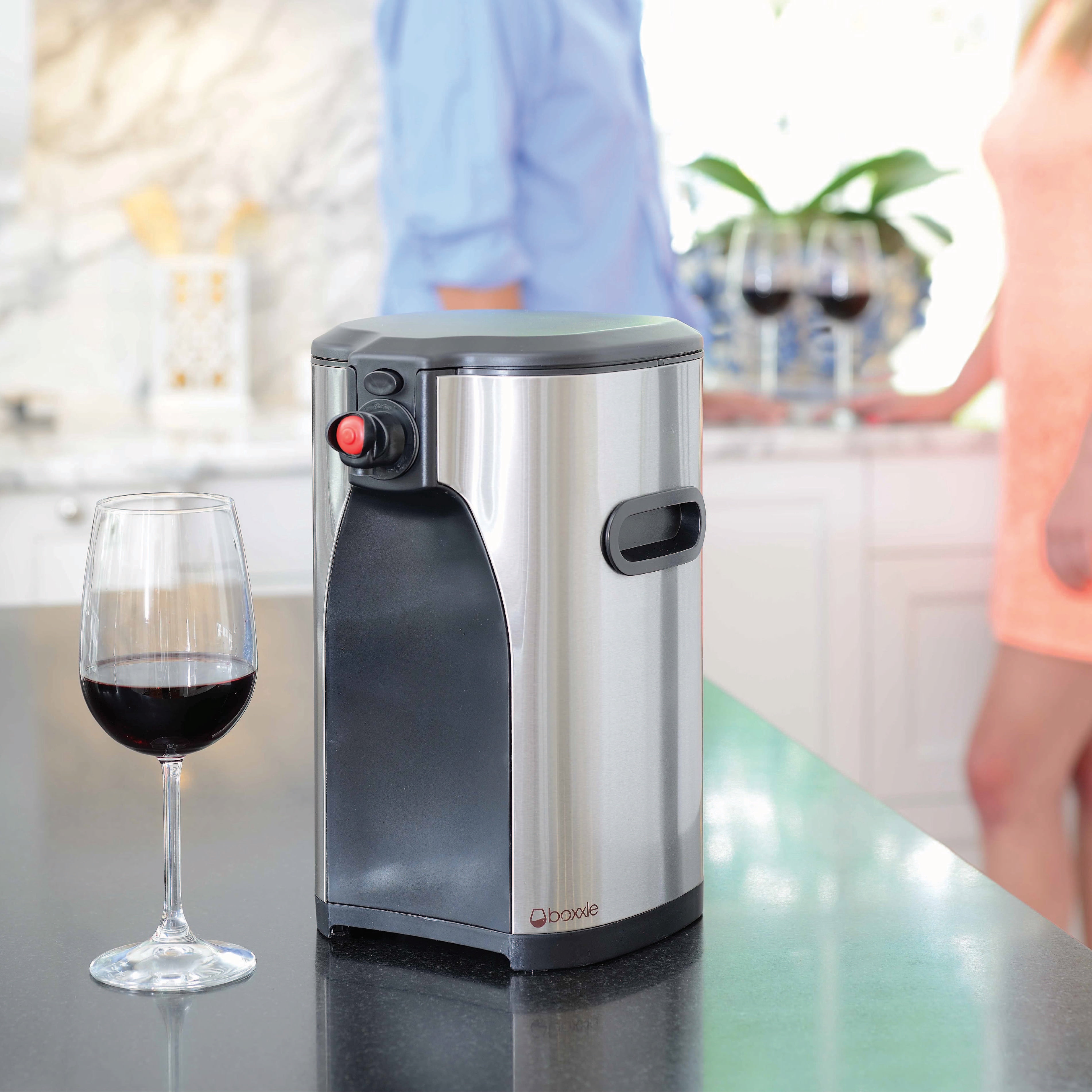 Boxxle Box Wine Dispenser - Stainless Steel, Holds 3L Bag-in-Box, Keeps Wine Fresh For Weeks