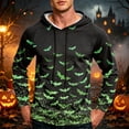 thumbnail image 2 of GrmtClth Sweatshirt Mens Halloween Scary Pumpkin Bat Ghost Witch Full Print Lightweight Casual Hooded Outfit Green S, 2 of 8