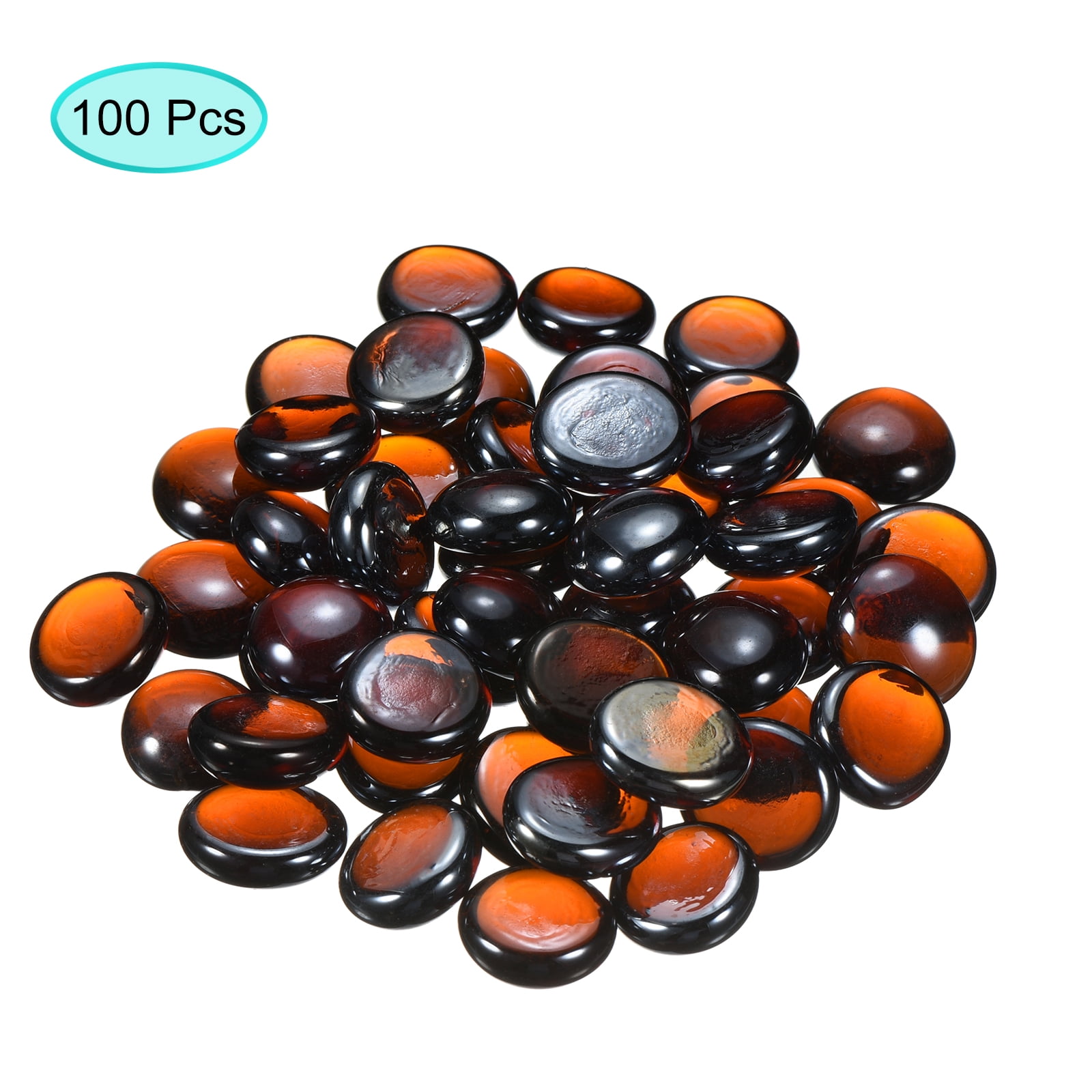 Uxcell Decorative Flat Glass Marbles 0.67''-0.75'' Rock Vase Filler Dark Amber for Fish Tank Table Scatter Decor 100 Pcs