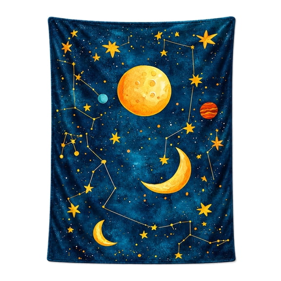 Celestial Throw Blanket Ultra Soft Cozy Decorative Flannel Blankets for Home Bed Couch Chair Travel 80x60