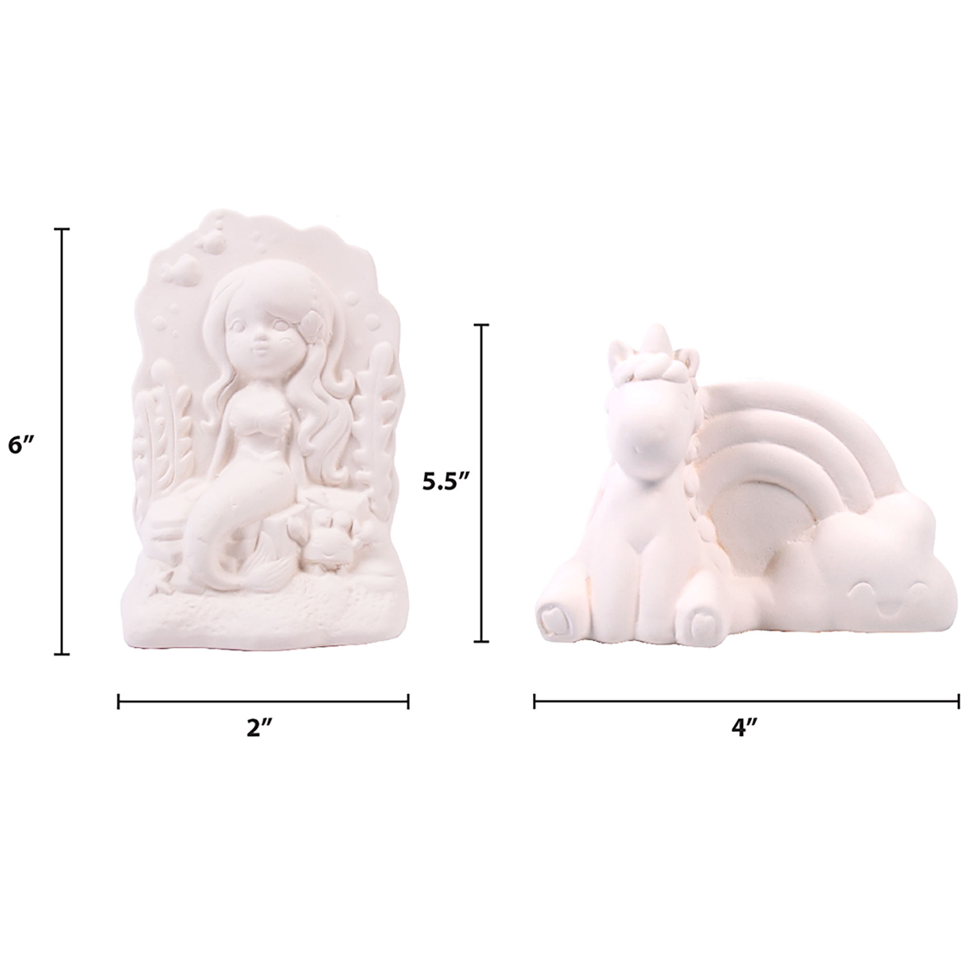 (2 pack) Made by Me Paint Your Own White Ceramic Unicorn & Friends Figurine Set