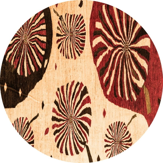 Ahgly Company Indoor Round Oriental Orange Modern Area Rugs, 4' Round
