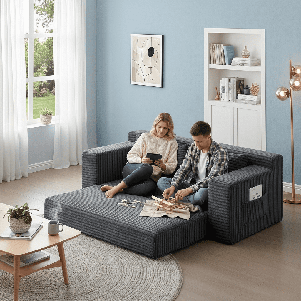 Howcool 132" Boneless Cloud Sectional Couches for Living Room, U Shaped Couch with Deep Seat Chaise, High Density Foam Compression Sofa