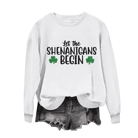 Guluxicc Women's Sweatshirts Casual Long Sleeve Graphic Printed Shirts St. Patrick's Day Pullover Tops, XS
