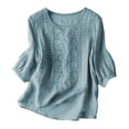 thumbnail image 6 of Sexlip Women's T-Shirt Round Neck Short Sleeve Loose Fit Breathable Comfortable Wear All Occasion Use Soft Comfortable Blue XXL, 6 of 9