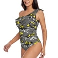 thumbnail image 3 of Yiaed Modern Yellow Excavator Print Women One Piece Swimsuits Tummy Control One Shoulder Bathing Suits Pattern Ruffle Swimwear-Medium, 3 of 8