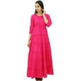 thumbnail image 2 of Bimba Women's 3/4 Sleeve Summer Cotton Maxi Dress Drawstring Waist, 2 of 9