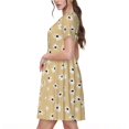 thumbnail image 2 of Fotbe Daisies Flowers Vestido Largo de Moda para Mujer, Vestido Tipo Camiseta con Manga Corta y Estilo Casual a Rayas y Bloques de Color, 2 of 6