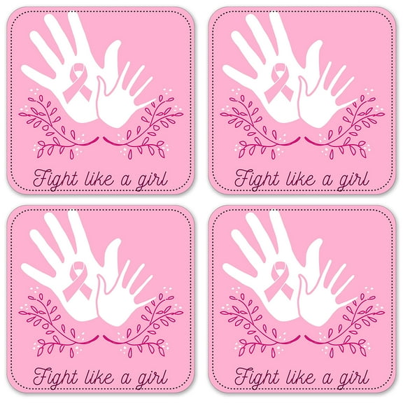 Vinyl Drink Coasters - Set of 4 - Pink Flowers