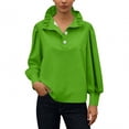 thumbnail image 2 of TaTaai 2026 Spring Summer Solid Color Button Top for Women Long Sleeve Round Neck Casual Blouse Soft Comfy Lightweight Daily Vacation Outfits Gift, 2 of 5
